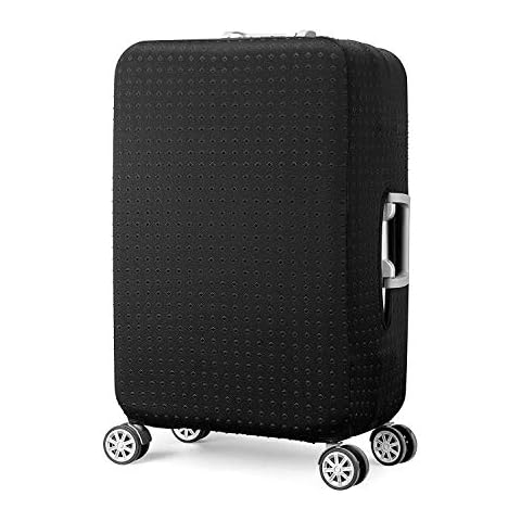 Elastisch Kofferhülle Kofferschutzhülle Gepäck Cover Reisekoffer Hülle Koffer Schutzhülle Luggage Cover mit Reißverschluss und Band, Schwarz (S) Cover