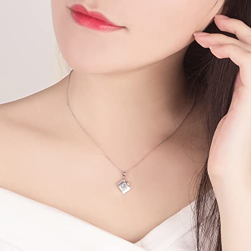 H&Beautimer 925 Sterling Silver Jewelry Cubic Zirconia Camera Pendant Necklace For Women 18'' Silver Chain Photographer Gifts Teen Girls Birthday Gifts #TOP2