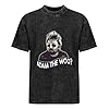 Adam The Woo Summer Casual Tee Short Sleeve Crew Neck Cotton Tops Unisex Washed Vintage T-Shirt Black L #3