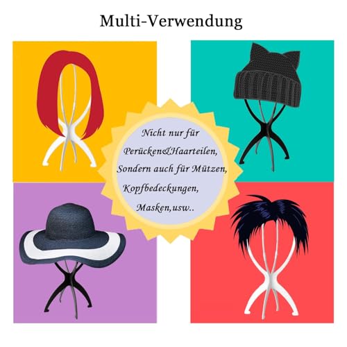 WXYYKX Perückenständer, Praktische Perückenhalter 35cm Hoch / Zusammenklappbar / statt Styroporkopf, Ideal zum Trocknen der Perücke, Haarteile mit Extra Perückennetzen -schwarz