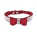 rystal Dog Collar with Bow Tie Rhinestone Puppy Collars Bling for Small Dogs (M ( Neck for 13-15 1/3 inch), Red)