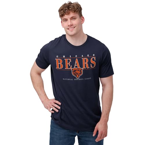 FOCO Chicago Bears NFL Mens Signature Bar T-Shirt - Navy - L