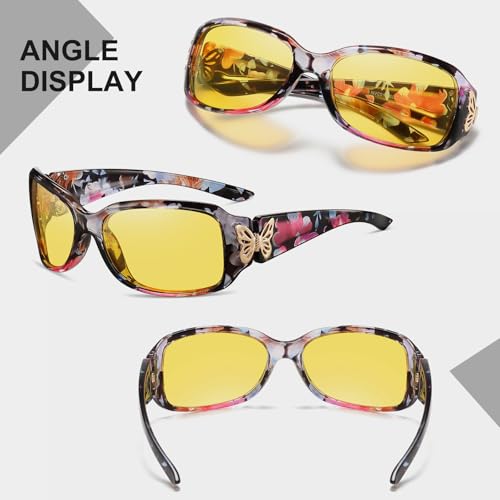 Image of HAOLOTA Women's Polarized Sunglasses - Fashionable Wraparound Butterfly Design with UV400 Protection