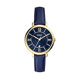 Fossil Women's Jacqueline Quartz Stainless Steel and Eco-Leather Three-Hand Date Watch, Color: Gold/Navy (Model: ES5023)