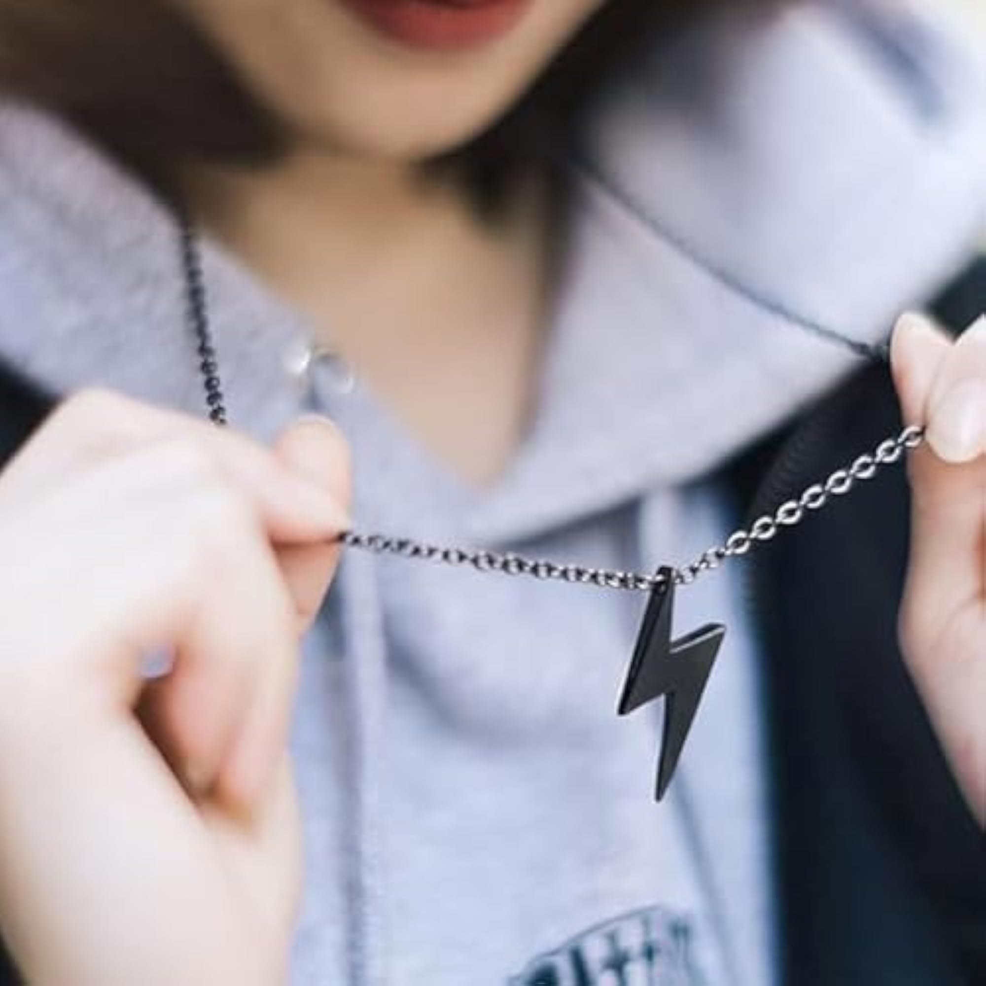 Gunmetal Plated Zig Zag Pendant Necklace for Men