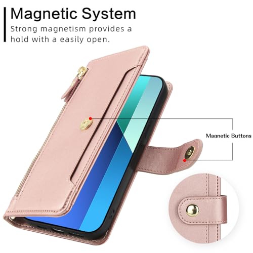 Étui Xiaomi Redmi Note 13 4G anti-piratage RFID cuir robuste pliable or - 7