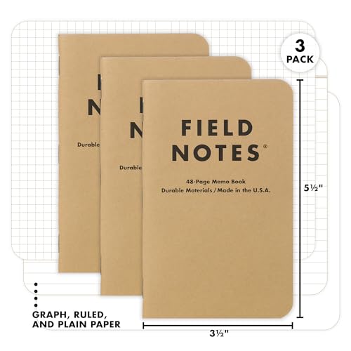 Field Notes FN04 Lot de 3 carnets de notes à couverture souple rustique