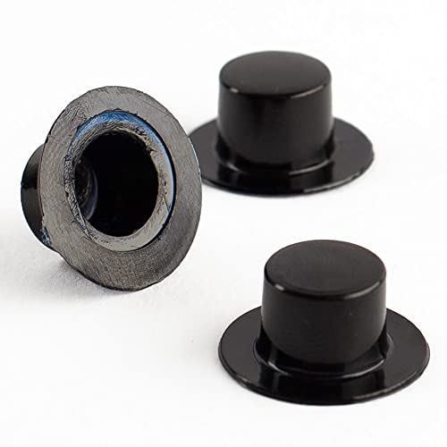 Factory Direct Craft Package of 18 Pieces Miniature Black Acrylic Top Hats for Holiday Decorations and Crafting