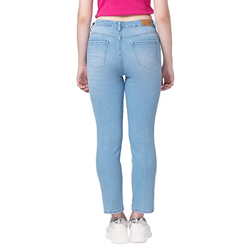 Image of Spykar Women's High Rise Cotton Slim Straight Fit Ankle Length Jeans (Emma)