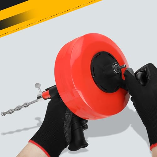50 Foot Drain Auger,Use Manually or Drill Powered,Heavy Duty Flexible Plumbing Snake,With Gloves and Storage Bag,for Kitchen Sink, Shower Drain,Drainage Pipes