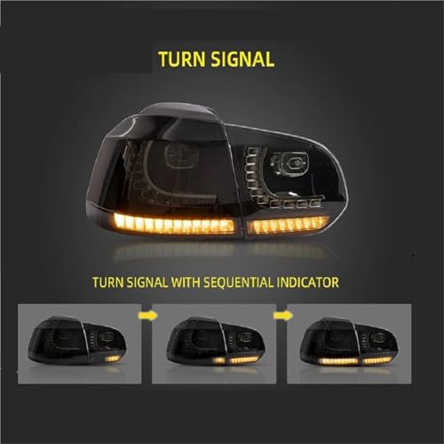 Feux arrière Golf 6 MK6 R20 type B rouge avec clignotants séquentiels LED 2008-2013