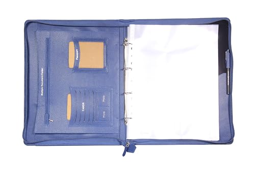 Image of Sukeshcraft Pu Multiuse 25 File Sleeve for Documents, Certificates, Fixed Deposit Receipt, Portfolio B4 Size Documents Holder for Sports, Office, Home, School (Grain Blue, B4 Size Leaf)