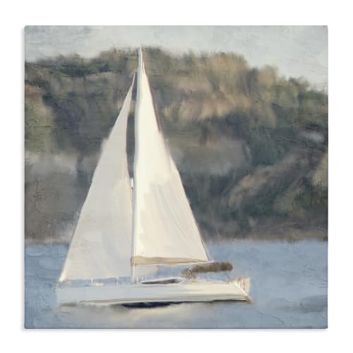 Nautical Sailboat Rocky Mountain Cliffs, 30 x 30 Inch Canvas Wall Art