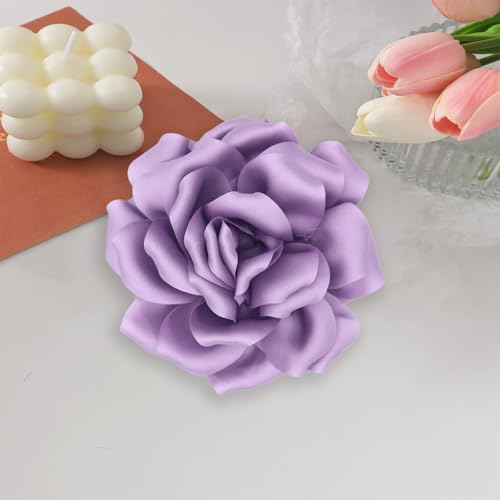 Image of Flower Brooch Pins for Women 5.5in Lapel Pins Large Rose Floral Brooches Dainty Satin Fabric Brooches Rose Flower Hair Clips Wedding Party Dance Clothes Accessories Jewelry