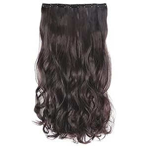 PRAVRAJYA Women’s Full Head 18 Inch Hair Extension Wig – Synthetic Natural Wavy Brown Hair Pieces with 5 Clip Wig Cheap Fluffy & Not Tangled – (3# Brown)