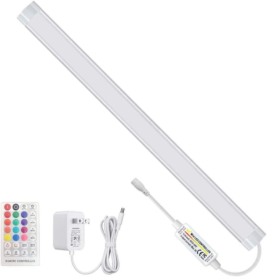 Under Cabinet Lights with Remote, 20 Color Changeable Closet Lights, Dimmable LED Light Bar, RGB Lighting for Desk, Counter, Workbench, Kitchen, Shelf (36 Inch)