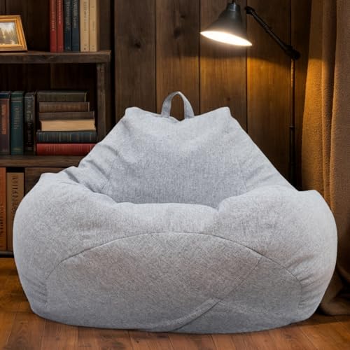 Funda Puff De Vellón Lavable Sin Relleno Estilo Moderno para Adolescentes Y Adultos Sala Oficina Juego Almacenaje De Peluches Y Juguetes,Gris,105 * 115cm
