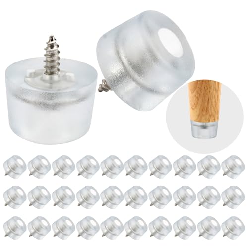 32 Patas De Goma con Tornillos, Tacos De Goma Transparentes, Antideslizantes para Muebles y Pies De Mesa