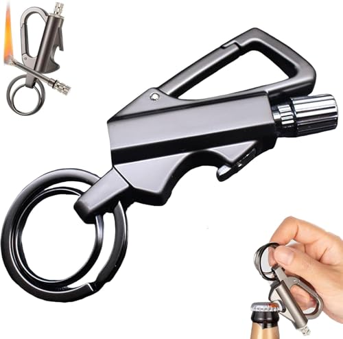 Accendino con fiammifero permanente, portachiavi accendino, apribottiglie 3 in 1, impermeabile, fiammifero, avviatore di emergenza all'aperto