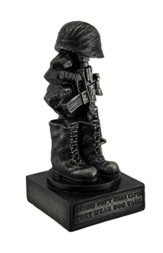 Estatua militar de botas, casco y rifle en resina 8 pulgadas miniatura 2