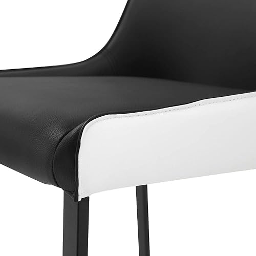 Miniatura 32 de ZURI Helena - Silla de comedor de cuero sintético blanco y negro con patas revestidas en polvo negro Negro/Blanco,Negro /Gris