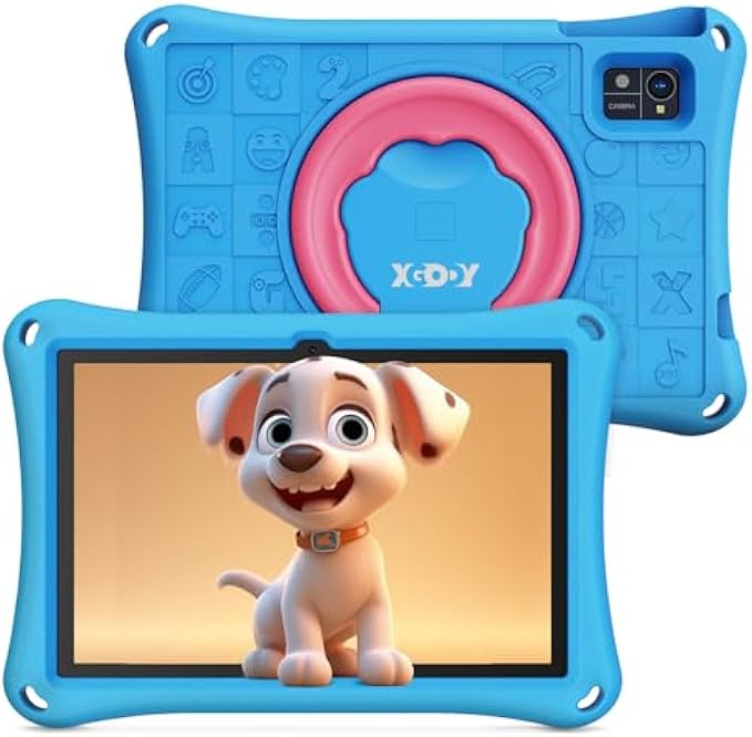 Kids Tablet, 10 inch Tablet for Kids 12GB RAM 128GB ROM, Android 13 Toddler Tablet with WiFi, Bluetooth, Parental Control, Dual Camera, Eva Shockproof Case, YouTube Netflix, Children Tablet -Blue
