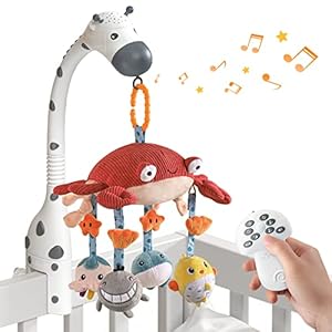 tumama Baby Muzikale Kinderbedje Mobiele Afstandsbediening met Spiegel Zachte Dieren Opknoping Speelgoed Lichten Lullaby…