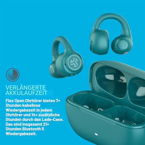 JLab Flex Open Ear Kopfhörer - Bluetooth Headphones Multipoint, Blaugrün – Ansicht 4