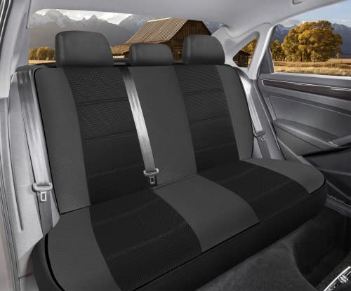 Pic Auto Car Seat Cover Full Set, Front Bucket Seat Covers With Split Bench Car Seat Cover Set, Mesh And Leather Universal Fit Most Cars, Suvs, And Trucks (Black) #TOP2