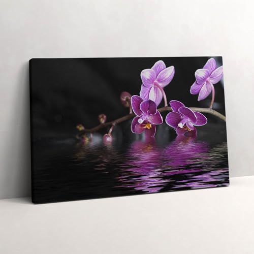 Image sur Toile d'Orchidée Rose Wallfluent Décoration Murale Poétique de 60x40cm