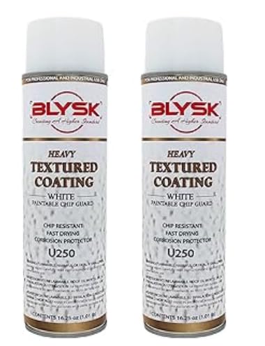 Blysk Heavy Textured Coating WHITE (U250) 15oz., paintable chip guard, chip resistant, fast drying, corrosion protector (2-Pack)