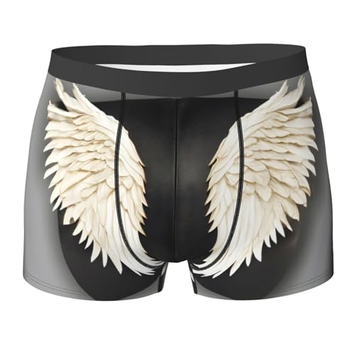 angel feathers print Mens Underwear Boxer Briefs Breathable Soft Moisture Wicking with Fly Underwear for Men