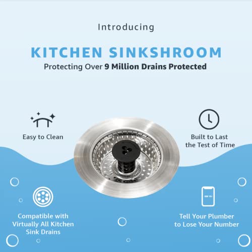 Kitchen Sinkshroom Revolutionary Clog-Free Stainless Steel Sink Strainer, Chrome Gray #TOP7