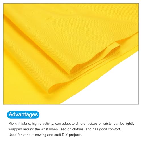 Image of MECCANIXITY 39 inch Elastic Cuffs Ribbed Trims Cotton Fabric Knit Rib Stretch Tape Cuff Sleeve Waistband for Sewing, 12 inch Wide Yellow
