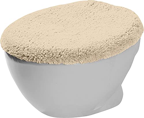 Erwin Müller WC-Deckelbezug Uni Serie Stuttgart beige Größe 45x50 cm - Unterseite rutschhemmend, mit Schnürung, 100% Baumwolle