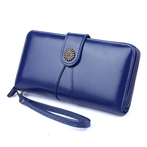 Card Holder Card Holder Women's Long Oil Wax Leather Coin Purse Large Capacity Splicing Hand Bag2