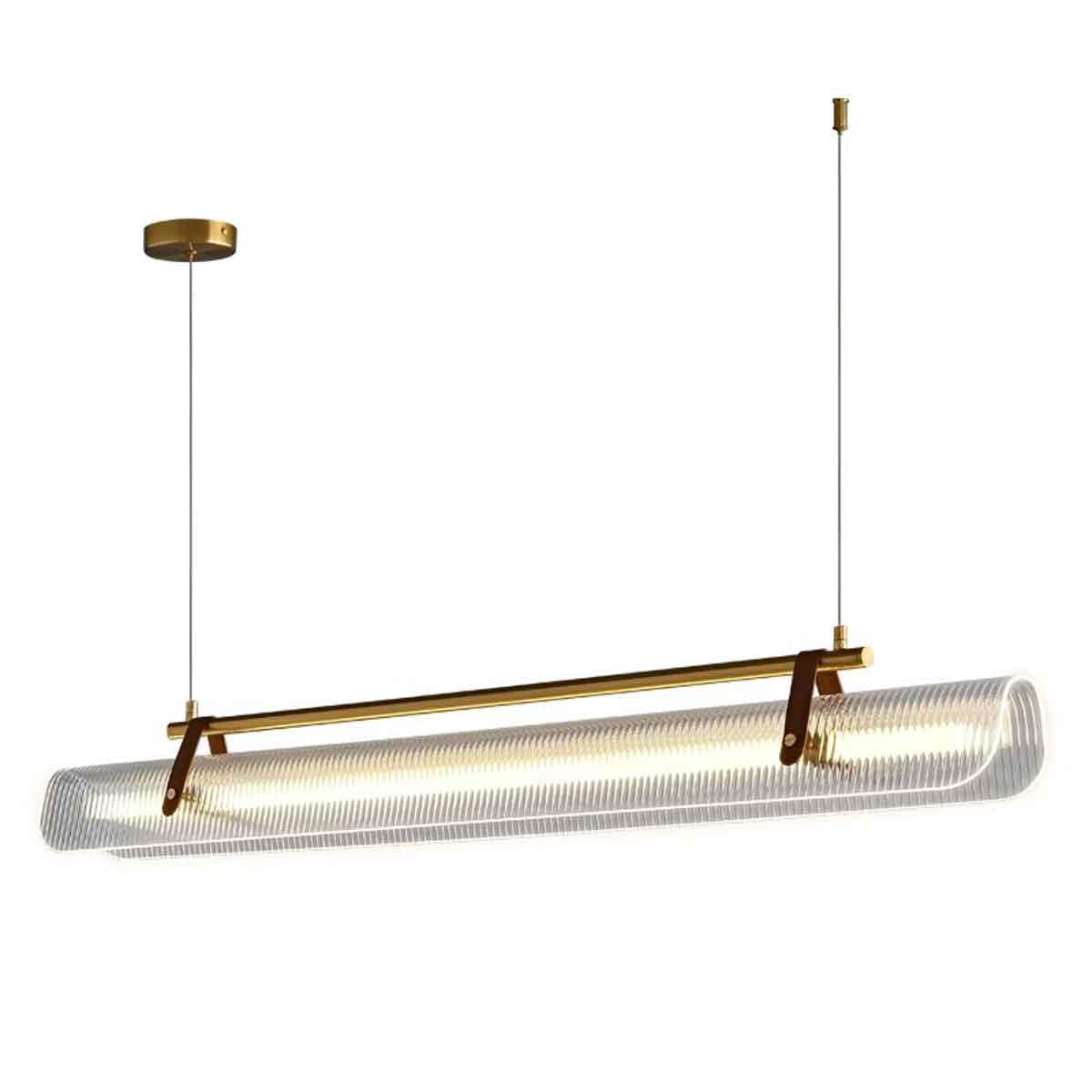 Lampadari a Striscia per Isola Cucina, Lampada a Sospensione LED Moderna con Cambio di Colore a 3 tonalità, lampadario a Sospensione in Acrilico Trasparente Dorato sopra Il Tavolo