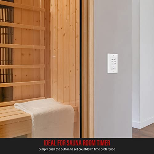 Enerlites 2-Hour Countdown Timer Switch, 5-10-20-30 Min, 1-2 Hr, For Bathroom Fans, Heaters, Lights, Led Indicator, 120Vac 800W, No Neutral Wire Required, Ul Listed, Het06-J-2H-W, White #TOP5