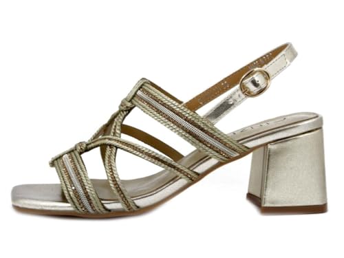 Sandales femme or à talon de 6 cm avec bride pour un maintien parfait