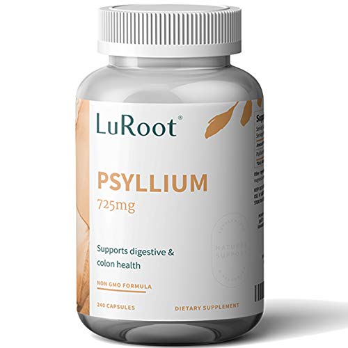 Psyllium Husk Seed Powder Capsules, 240 Capsules - 725 mg per Serving, Made with Non-GMO & Gluten Free psyllium Husk - Soluble Fiber Supplement by LuRoot Psyllium Husk Seed Powder Capsules, 240 Capsules - 725 mg per Serving, Made with Non-GMO & Gluten Free psyllium Husk - Soluble Fiber Supplement by LuRoot