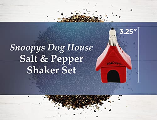 Best Brands Disney Salt And Pepper Shakers Set Of 2 - Ceramic Snoopy Sleeping On His Doghouse, Perfect For Any Tabletop - Easy To Fill With Rubber Stopper - Red/White, Glossy Finish #TOP5