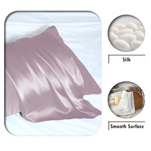 Mulberry Silk Pillow Cases for Hair and Skin King Size Silk Pillowcase with Zipper Soft Breathable Smooth Cooling Satin Silk Pillow Covers for Sleeping (Lavender,20"X 36",1Pcs)