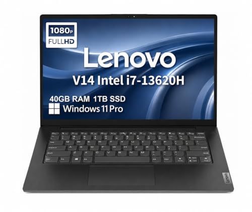 Image of Lenovo V14 Gen 4 Business Laptop (14 inch FHD Anti-Glare, Intel 10-Core i7-13620H, 40GB RAM, 1TB SSD), Webcam with Privacy Shutter, Ethernet, Wi-Fi 6, HDMI, Bluetooth, Win 11 Pro w / Copilot, Black