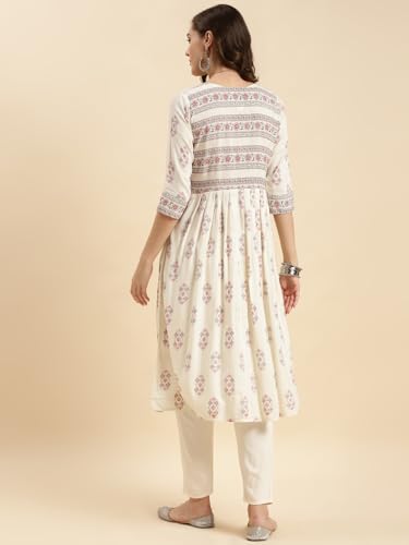 Image of rangita Rayon Calf Length Printed Flared Kurti for Women | Kurta for Women
