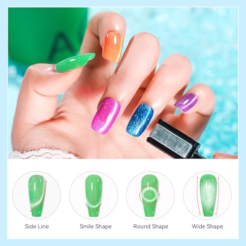 Kit 10 Esmaltes de Gel Neon Glitter Cat Eye miniatura 6