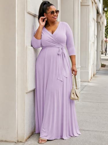 Image of PinkPatty Plus Size Maxi Dress for Women 3 /4 Sleeve Casual Long Dress