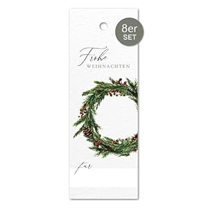 NORDEULE Weihnachtskranz Geschenkanhänger 8er Set