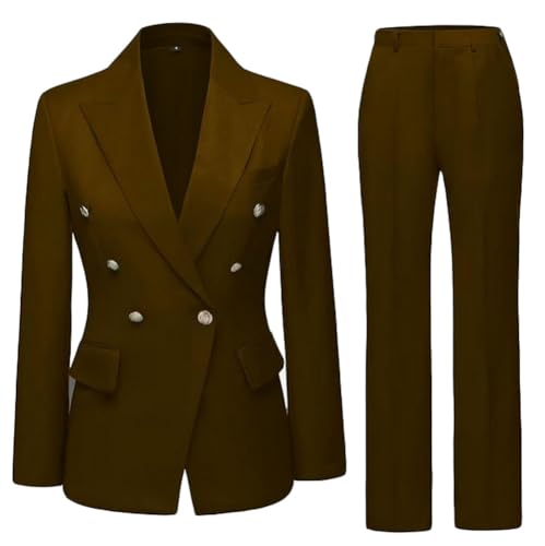2 PC Double Breasted Pants Suit for Women Notch Lapel Office Lady Suit for Work Business Suit Prom Suit