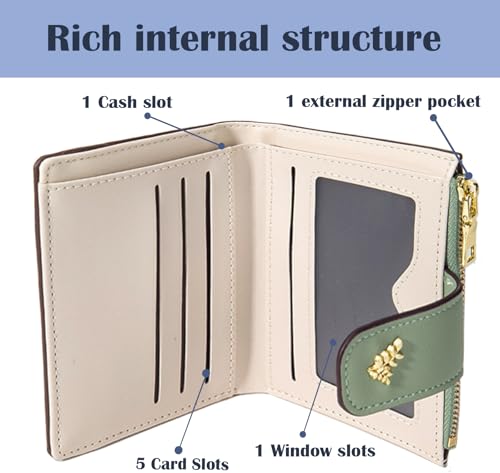 Womens Wallet Cute Small Wallets for Women Thin Green Women's Wallet Kawaii Flower Card Wallets for Women Ladies4