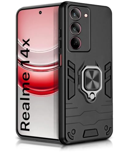 Image of AIBEX Armor Back Cover Compatible for Realme Narzo 80X 5G / Realme P3X 5G / Realme 14X 5G| Rugged Shockproof Case with Ring Holder & Kickstand | Military-Grade Protection | Magnetic Car Mount
